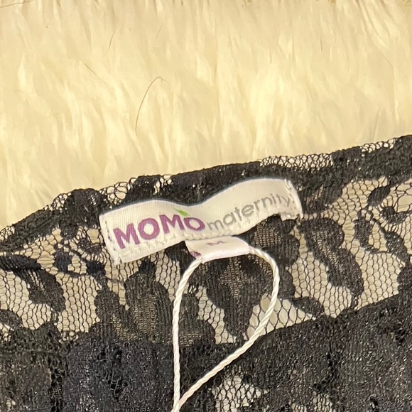 Momo Maternity Lace V-Neck Empire Waist Dress - Medium/Black NWT - Picture 4 of 6